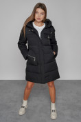 Купить Пальто утепленное с капюшоном зимнее женское черного цвета 52429Ch, фото 10