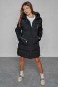 Купить Пальто утепленное с капюшоном зимнее женское черного цвета 52429Ch, фото 13