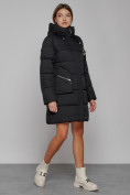 Купить Пальто утепленное с капюшоном зимнее женское черного цвета 52429Ch, фото 2