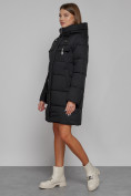 Купить Пальто утепленное с капюшоном зимнее женское черного цвета 52429Ch, фото 3