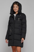 Купить Пальто утепленное с капюшоном зимнее женское черного цвета 52429Ch, фото 5