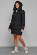 Купить Пальто утепленное с капюшоном зимнее женское черного цвета 52429Ch, фото 7