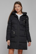 Купить Пальто утепленное с капюшоном зимнее женское черного цвета 52429Ch, фото 8
