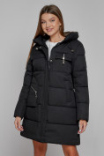 Купить Пальто утепленное с капюшоном зимнее женское черного цвета 52429Ch, фото 9