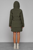 Купить Пальто утепленное с капюшоном зимнее женское цвета хаки 52429Kh, фото 4