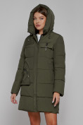 Купить Пальто утепленное с капюшоном зимнее женское цвета хаки 52429Kh, фото 5