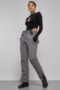 Купить Полукомбинезон утепленный женский зимний горнолыжный серого цвета 526Sr, фото 2