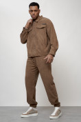 Купить Спортивный костюм мужской модный из микровельвета бежевого цвета 55002B, фото 10