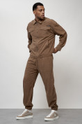 Купить Спортивный костюм мужской модный из микровельвета бежевого цвета 55002B, фото 11