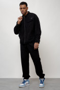 Купить Спортивный костюм мужской модный из микровельвета черного цвета 55002Ch, фото 10