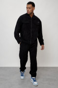Купить Спортивный костюм мужской модный из микровельвета черного цвета 55002Ch, фото 11