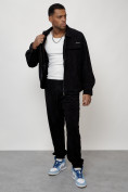 Купить Спортивный костюм мужской модный из микровельвета черного цвета 55002Ch, фото 13