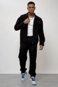 Купить Спортивный костюм мужской модный из микровельвета черного цвета 55002Ch, фото 14