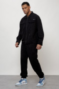 Купить Спортивный костюм мужской модный из микровельвета черного цвета 55002Ch, фото 2