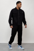 Купить Спортивный костюм мужской модный из микровельвета черного цвета 55002Ch, фото 3
