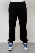 Купить Спортивный костюм мужской модный из микровельвета черного цвета 55002Ch, фото 5