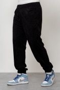Купить Спортивный костюм мужской модный из микровельвета черного цвета 55002Ch, фото 6