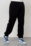 Купить Спортивный костюм мужской модный из микровельвета черного цвета 55002Ch, фото 7