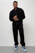 Купить Спортивный костюм мужской модный из микровельвета черного цвета 55002Ch, фото 9
