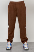 Купить Спортивный костюм мужской модный из микровельвета коричневого цвета 55002K, фото 5