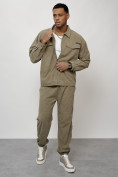 Купить Спортивный костюм мужской модный из микровельвета цвета хаки 55002Kh, фото 11