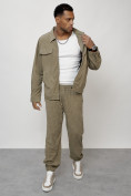 Купить Спортивный костюм мужской модный из микровельвета цвета хаки 55002Kh, фото 12