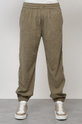 Купить Спортивный костюм мужской модный из микровельвета цвета хаки 55002Kh, фото 5