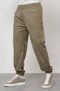 Купить Спортивный костюм мужской модный из микровельвета цвета хаки 55002Kh, фото 6