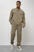 Купить Спортивный костюм мужской модный из микровельвета цвета хаки 55002Kh, фото 9