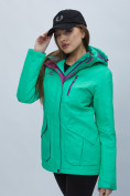 Купить Куртка спортиная женская с капюшоном зеленого цвета 551702Z, фото 10