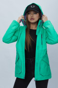 Купить Куртка спортиная женская с капюшоном зеленого цвета 551702Z, фото 11