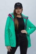 Купить Куртка спортиная женская с капюшоном зеленого цвета 551702Z, фото 16