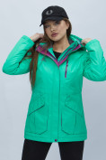 Купить Куртка спортиная женская с капюшоном зеленого цвета 551702Z, фото 5