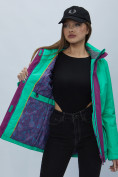 Купить Куртка спортиная женская с капюшоном зеленого цвета 551702Z, фото 7