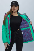 Купить Куртка спортиная женская с капюшоном зеленого цвета 551702Z, фото 8