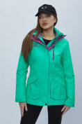 Купить Куртка спортиная женская с капюшоном зеленого цвета 551702Z, фото 9