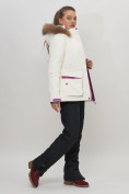 Купить Куртка спортивная женская зимняя с мехом белого цвета 551777Bl, фото 12