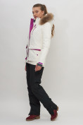 Купить Куртка спортивная женская зимняя с мехом белого цвета 551777Bl, фото 2