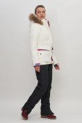 Купить Куртка спортивная женская зимняя с мехом белого цвета 551777Bl, фото 3