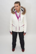 Купить Куртка спортивная женская зимняя с мехом белого цвета 551777Bl, фото 5