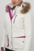 Купить Куртка спортивная женская зимняя с мехом белого цвета 551777Bl, фото 7