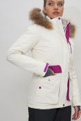 Купить Куртка спортивная женская зимняя с мехом белого цвета 551777Bl, фото 8