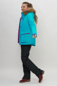 Купить Куртка спортивная женская зимняя с мехом бирюзового цвета 551777Br, фото 11