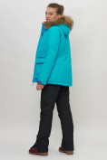 Купить Куртка спортивная женская зимняя с мехом бирюзового цвета 551777Br, фото 9