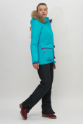 Купить Куртка спортивная женская зимняя с мехом бирюзового цвета 551777Br, фото 3