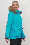 Купить Куртка спортивная женская зимняя с мехом бирюзового цвета 551777Br, фото 7