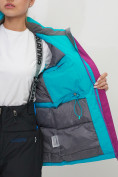 Купить Куртка спортивная женская зимняя с мехом бирюзового цвета 551777Br, фото 14