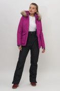 Купить Куртка спортивная женская зимняя с мехом фиолетового цвета 551777F, фото 12