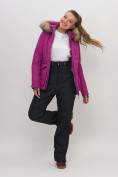 Купить Куртка спортивная женская зимняя с мехом фиолетового цвета 551777F, фото 11