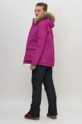 Купить Куртка спортивная женская зимняя с мехом фиолетового цвета 551777F, фото 15